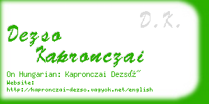 dezso kapronczai business card